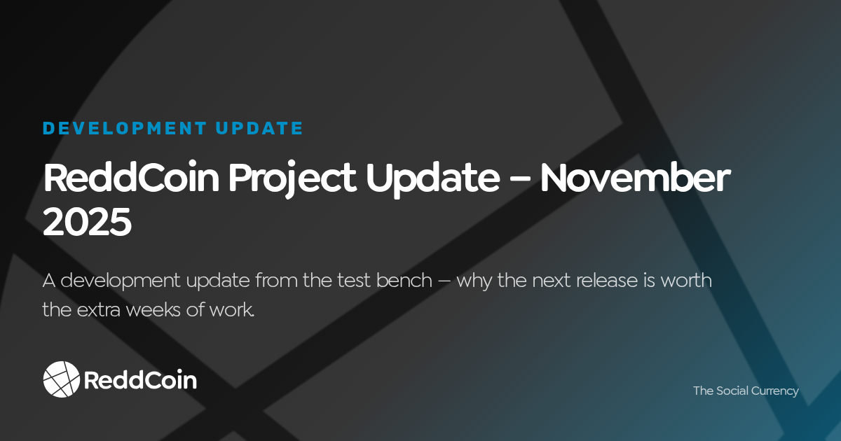 ReddCoin Project Update – November 2025